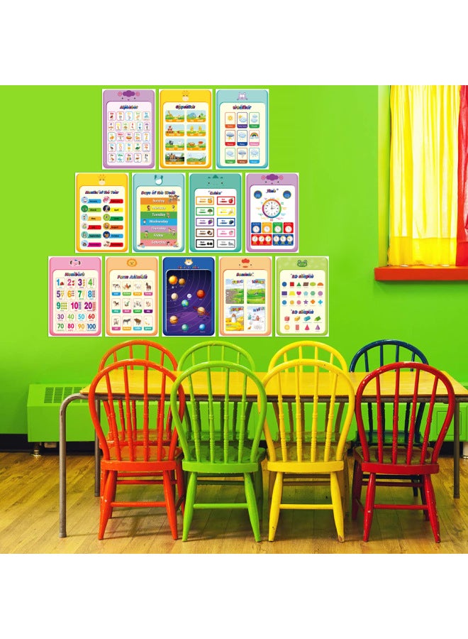 Children's Early Education Cartoon Decorative Painting Enlightenment English Poster Nursery Letter Recognition Education Poster-Specifications:A Education Poster 12 Sheets/set  - Image 4