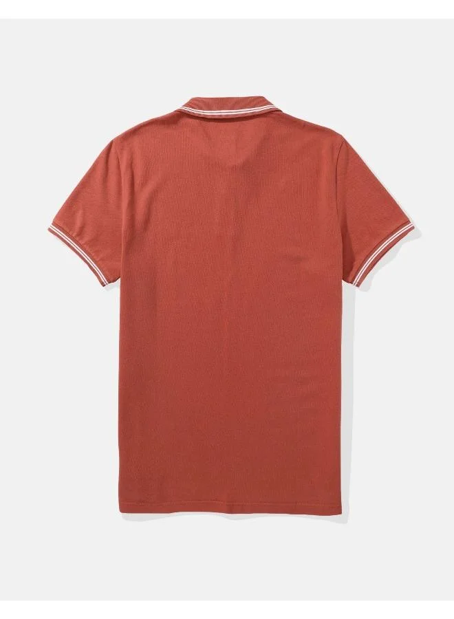 American Eagle Collar Line Logo Detail Short Sleeve Polo Shirt