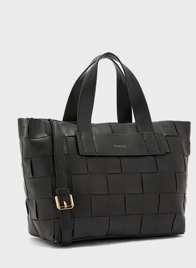 Vincci Round Handle Zip Closure Satchel
