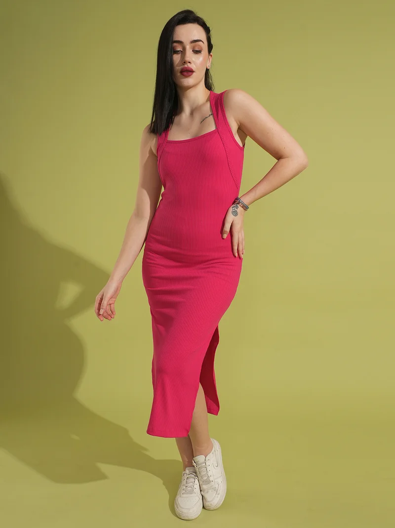 globus Women Ribbed Bodycon Midi Dress