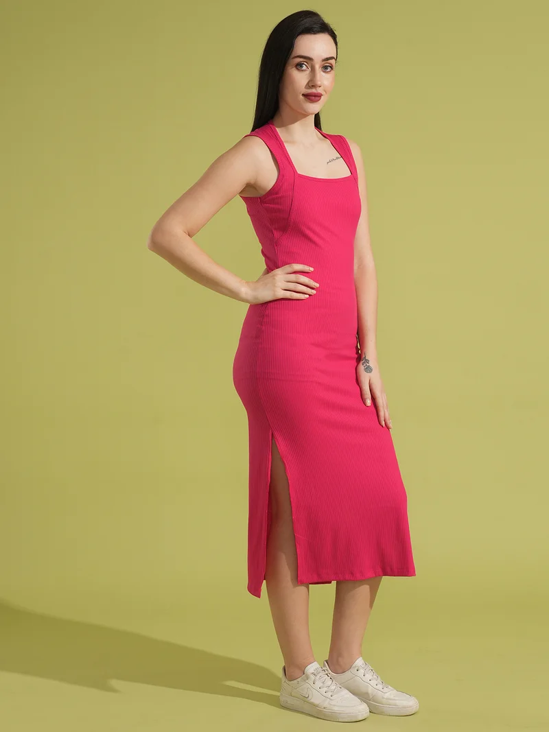 globus Women Ribbed Bodycon Midi Dress