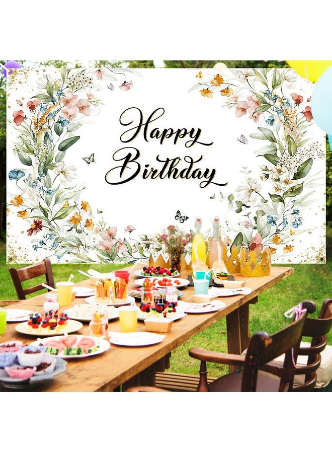 افيزانو خلفية عيد ميلاد الأزهار للفتيات الربيع فراشة عيد ميلاد سعيد التصوير خلفية الخضرة البرية زهرة عيد ميلاد راية 70.8 × 43.3 بوصة - Image 4