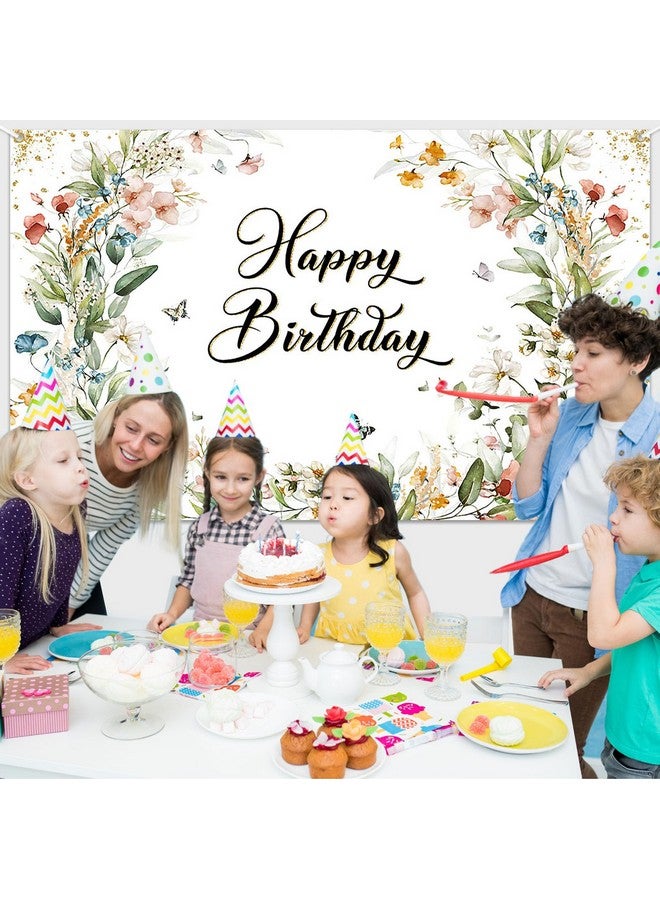 افيزانو خلفية عيد ميلاد الأزهار للفتيات الربيع فراشة عيد ميلاد سعيد التصوير خلفية الخضرة البرية زهرة عيد ميلاد راية 70.8 × 43.3 بوصة - Image 3