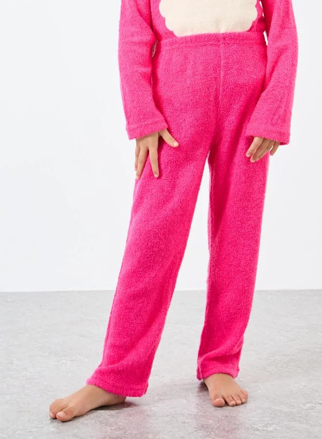 Styli Styli Girls Sheep Applique Fleece Top and Pyjama Set