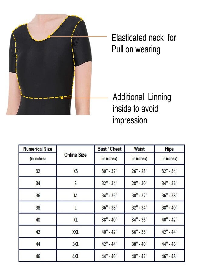 Trender One-Piece Non Paded Freely Women's Swimming Costume in Frock Style, Black Color [Half Sleeves - Half Length Style] - Image 4