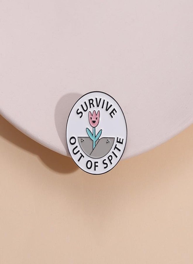 POYAMUSE Survive Out Of Spite Enamel Pins, Tulip Flower Brooch Pin, Fashion Lapel Brooches for Backpacks, Hats, and Clothes-tulip - Image 2