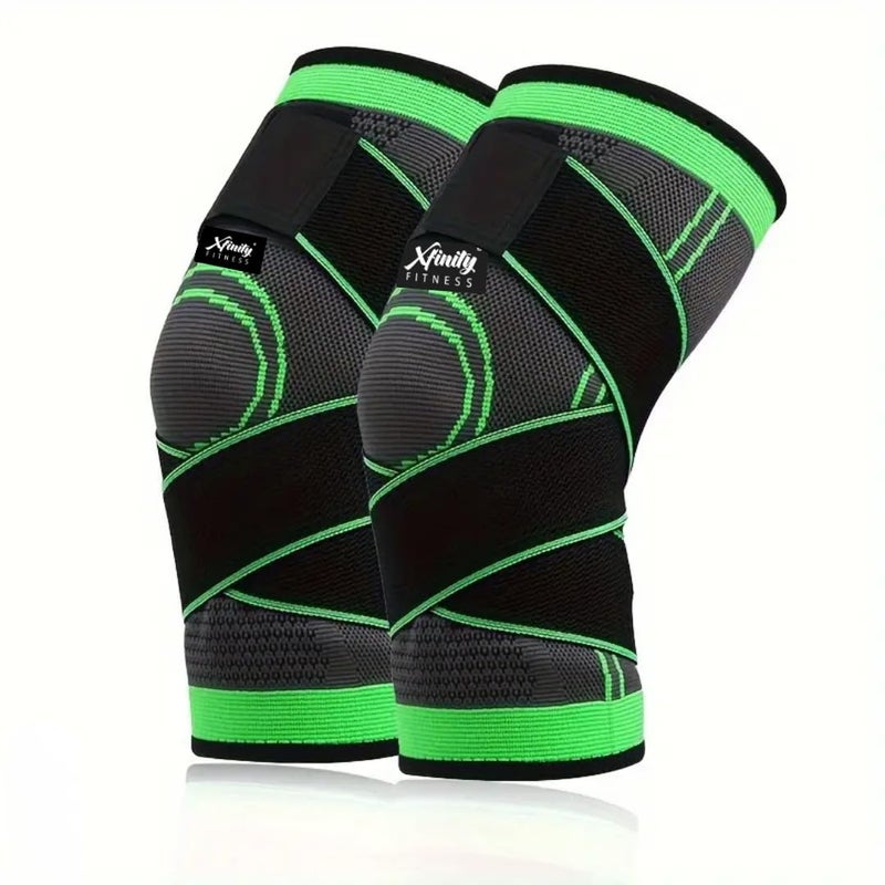 Xfinity Fitness Dual Strap Compression Knee Sleeve, Knee Brace for Men & Women, Running, Crossfit, Basketball, Pain Relief, ACL MCL Support, Adjustable Strap(PACK OF 2) (2, Green) - Image 5