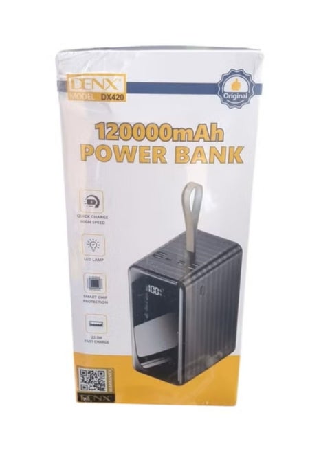 باور بانك بسعة كبيرة 120000 مللي أمبير في الساعة ومخرج 22.5 وات ومنفذ USB من النوع C