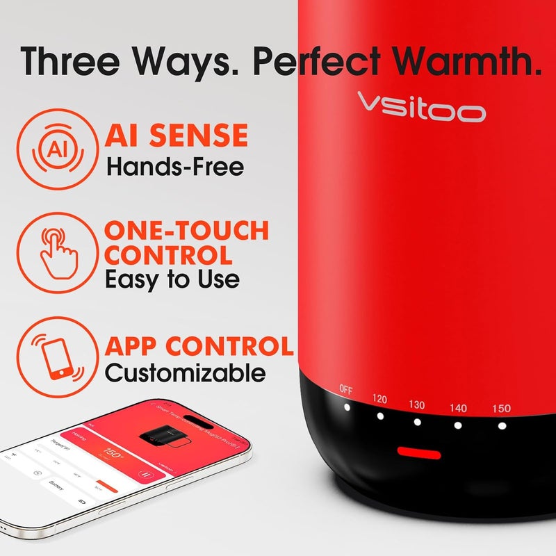 vsitoo S3 Pro 16oz Self Heating Coffee Mug Auto-Sense Heats to 120-150℉ | 2-4 Hour Battery, 5400mAh, IPX7 Waterproof, 316 SS, Rechargeable, Auto On, 1℉ Precision, Cordless, Gift for Women Men - Image 4