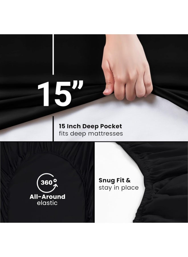 Utopia Bedding Queen Fitted Sheet - Bottom Sheet - Deep Pocket - Soft Microfiber -Shrinkage and Fade Resistant-Easy Care -1 Fitted Sheet Only (Black) - Image 3