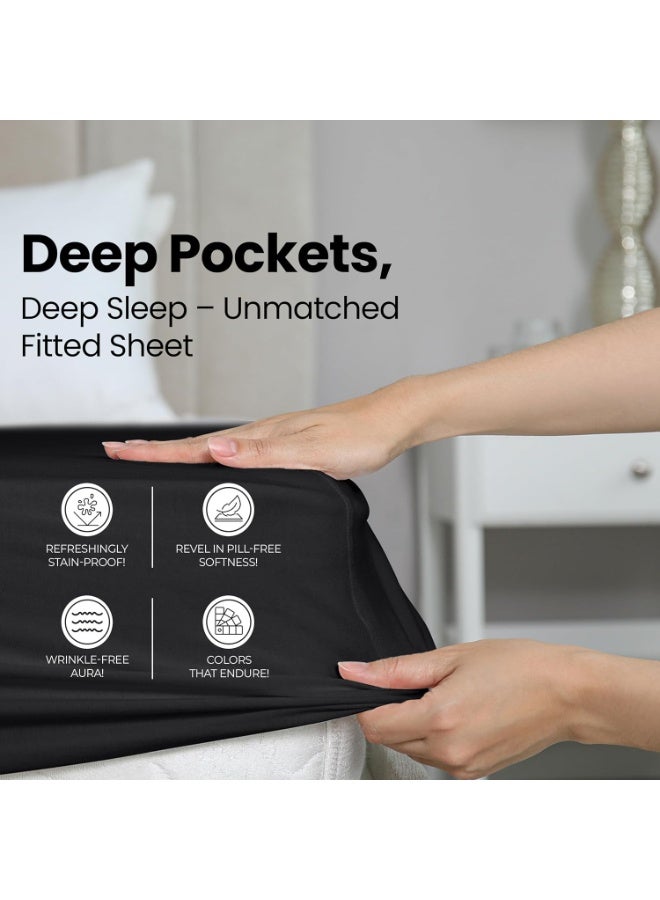 Utopia Bedding Queen Fitted Sheet - Bottom Sheet - Deep Pocket - Soft Microfiber -Shrinkage and Fade Resistant-Easy Care -1 Fitted Sheet Only (Black) - Image 4