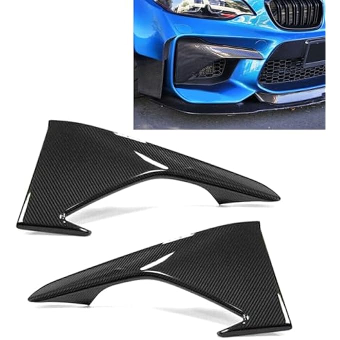 FINMOKAL 2Pcs Carbon Fiber Car Front Bumper Upper Air Vent Fang Cover Splitter Trim Compatible with BMW F87 M2 2016-2018 - Image 1