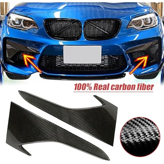 FINMOKAL 2Pcs Carbon Fiber Car Front Bumper Upper Air Vent Fang Cover Splitter Trim Compatible with BMW F87 M2 2016-2018 - Image 4