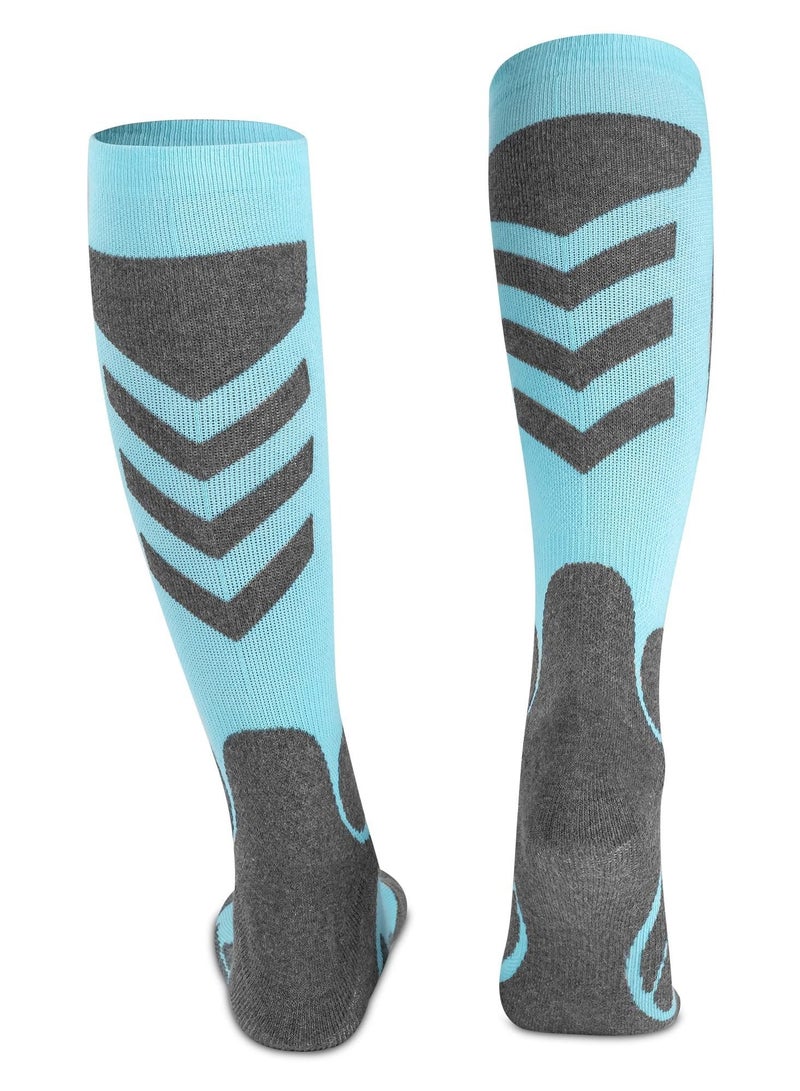 SYOSI Women's Ski Socks for Skiing Snowboarding Outdoor Sports 2 Pack Winter Performance Socks Pink Blue  - Image 2