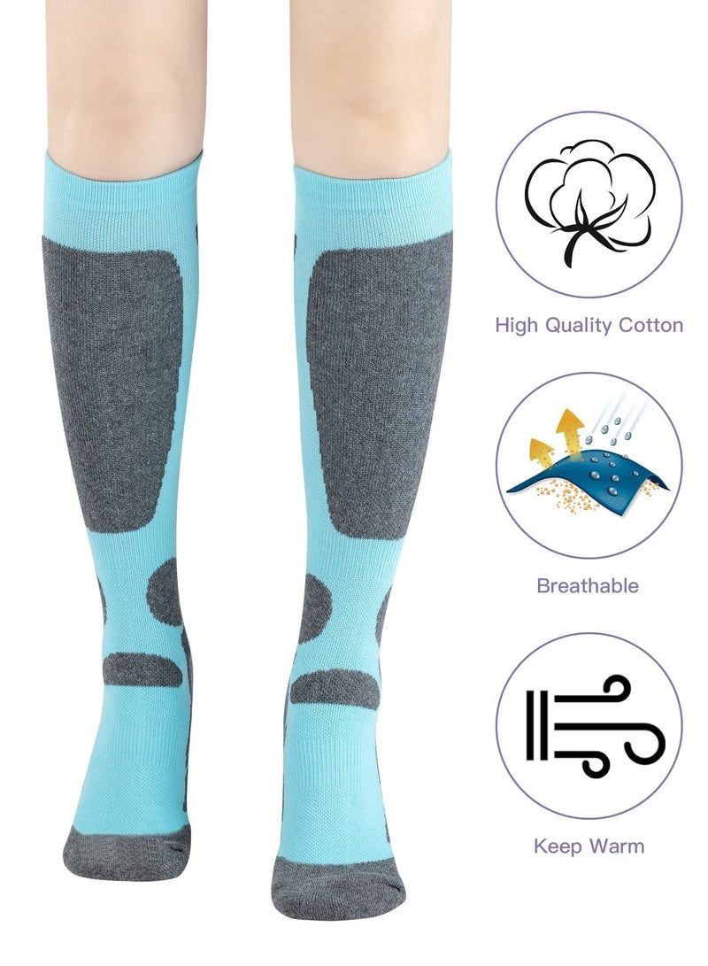 SYOSI Women's Ski Socks for Skiing Snowboarding Outdoor Sports 2 Pack Winter Performance Socks Pink Blue  - Image 3