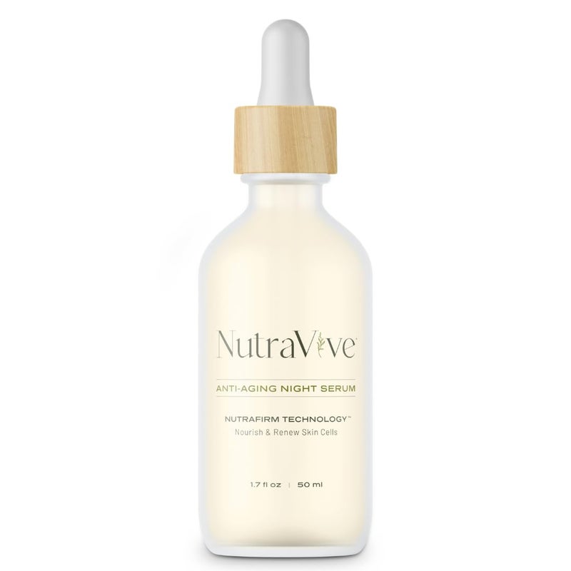 NutraVive AntiAging Night Serum  Tightening Nourishing  Hydrating Face  Neck Serum 17 Fl Oz  Overnight Skin Care Treatment for Fine Lines  Wrinkles  Collagen Boosting Facial Serum