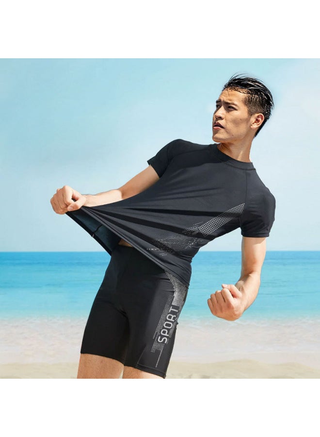 Generic Men's Swimwear Set Youth Adult Training Swim Top Suitable For Teenagers Adult Men-Color:80802 Plus 8148-Size:3XL (70.00 Kg-80.00 Kg  - Image 4
