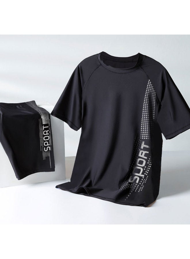 Generic Men's Swimwear Set Youth Adult Training Swim Top Suitable For Teenagers Adult Men-Color:80802 Plus 8148-Size:3XL (70.00 Kg-80.00 Kg  - Image 3