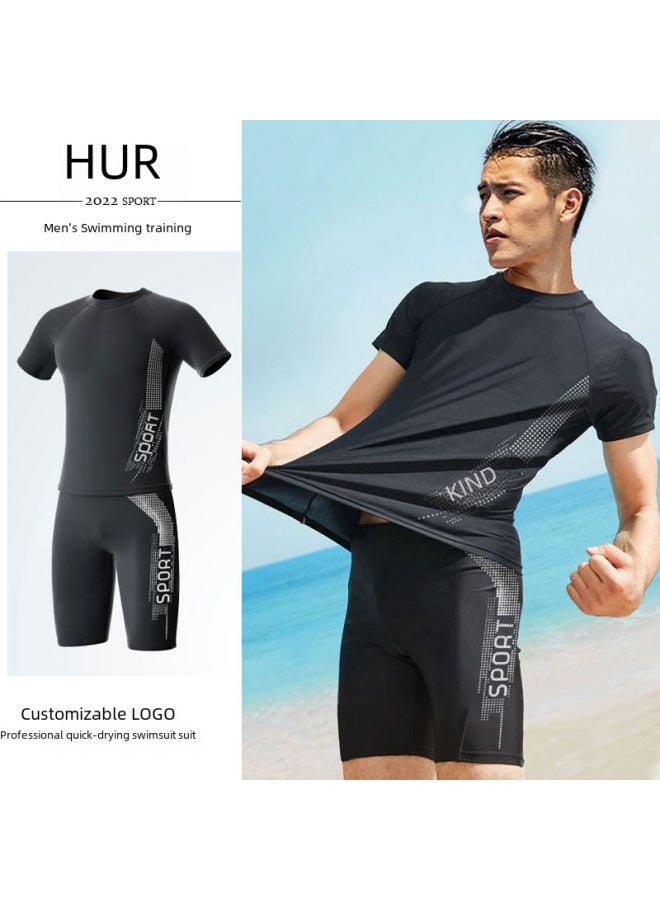 Generic Men's Swimwear Set Youth Adult Training Swim Top Suitable For Teenagers Adult Men-Color:80802 Plus 8148-Size:3XL (70.00 Kg-80.00 Kg  - Image 2