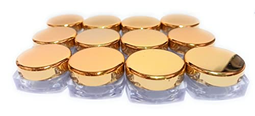 Generic Shree MAHA 5 Gram Gold Cap and Transparent Square Base Empty Cosmetic Jars | Cosmetic Glass Jars Empty (Pack of 24) - Image 4