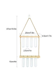 KASTWAVE Hanging Propagation Station for Plants, 2 Layer Wall Hanging Wooden Nordic Creative Hydroponic Test Tube, for Home Office Wall Hanging Decoration, 8 Test Tubes  - Image 2