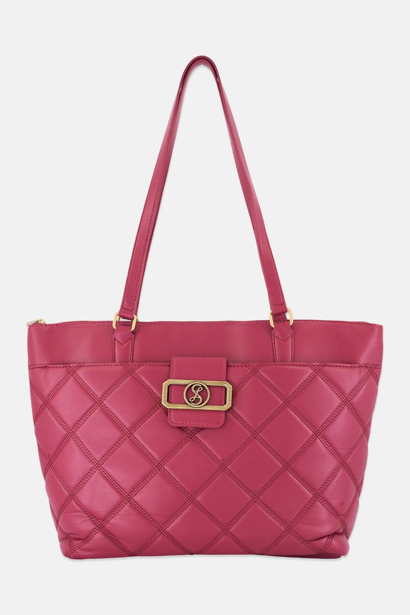 Sam And Libby Women Quilted Tote Bag, Maroon - Image 1