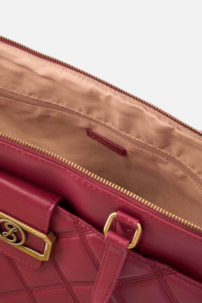 Sam And Libby Women Quilted Tote Bag, Maroon - Image 3