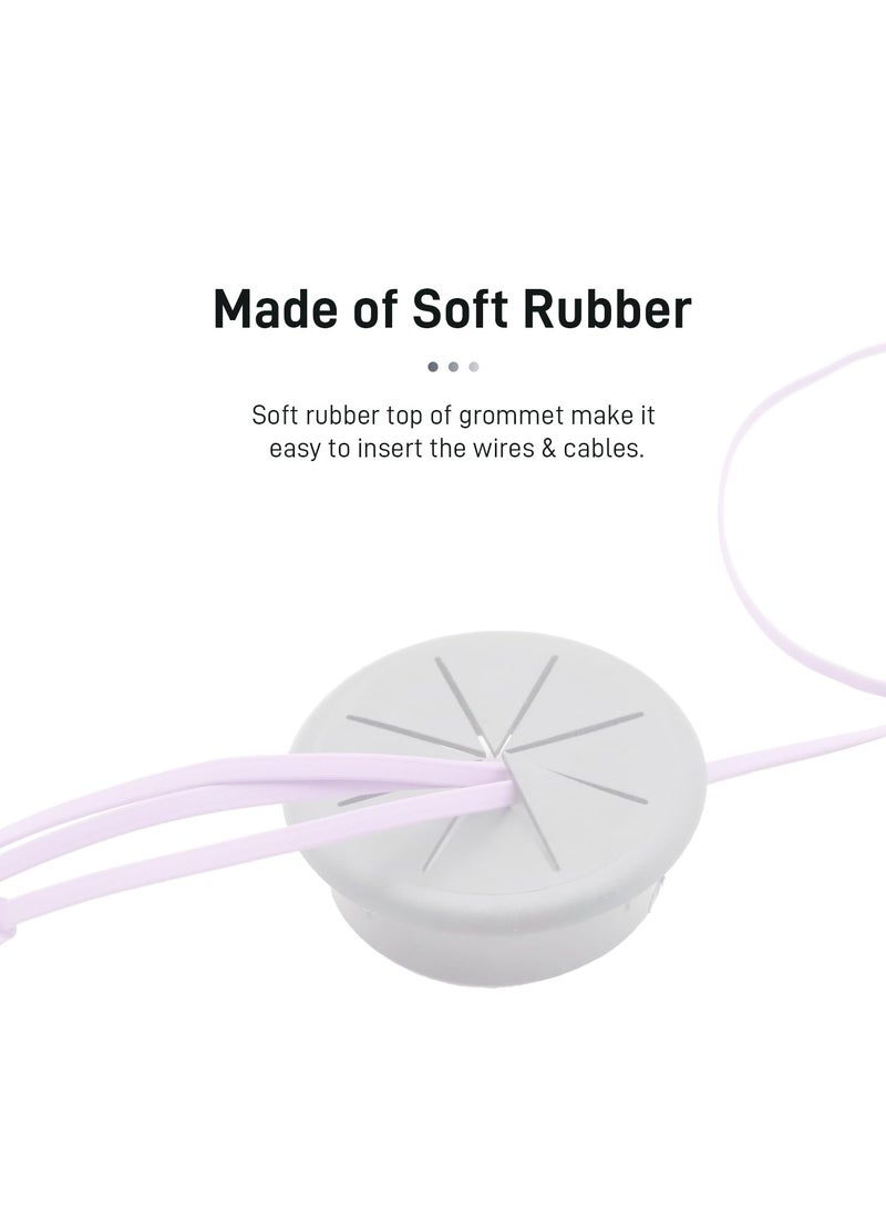 SYOSI أغطية فتحات الكابلات المرنة المكونة من 6 قطع مع منشار للمكتب والطاولة المنزلية باللون الأبيض 2 بوصة 50 مم - Image 5