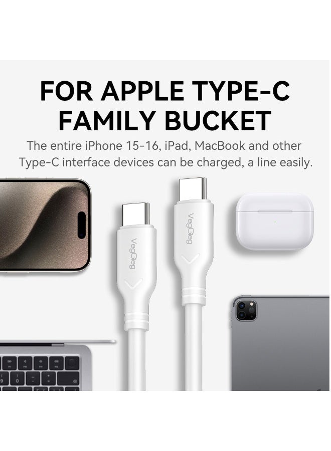 فيج جيج كابل شحن ونقل بيانات سريع من USB C إلى USB C - 60 وات 3 أمبير، 480 ميجابت في الثانية، أبيض متين 1.2 متر - Image 3