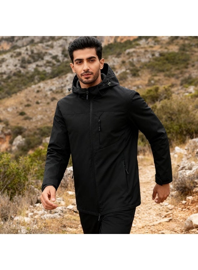 Men’s  Lightweight Waterproof Windbreaker Jacket – Hooded, Windproof, Soft Rain Coat Breathable with Zipper Pockets for Outdoor & Casual Wear - Image 3