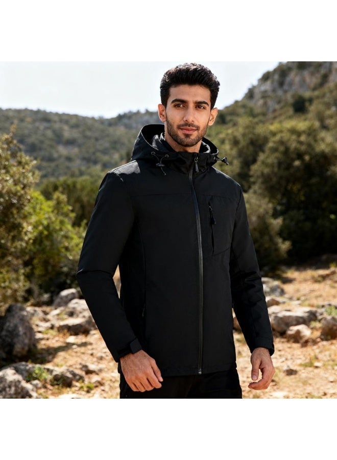 Men’s  Lightweight Waterproof Windbreaker Jacket – Hooded, Windproof, Soft Rain Coat Breathable with Zipper Pockets for Outdoor & Casual Wear - Image 2