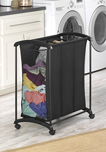 Whitmor 3 Section Laundry Sorter with Wheels - Black - Image 2