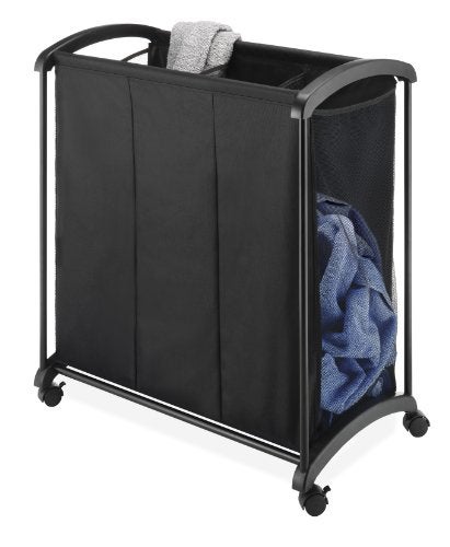 Whitmor 3 Section Laundry Sorter with Wheels - Black - Image 3