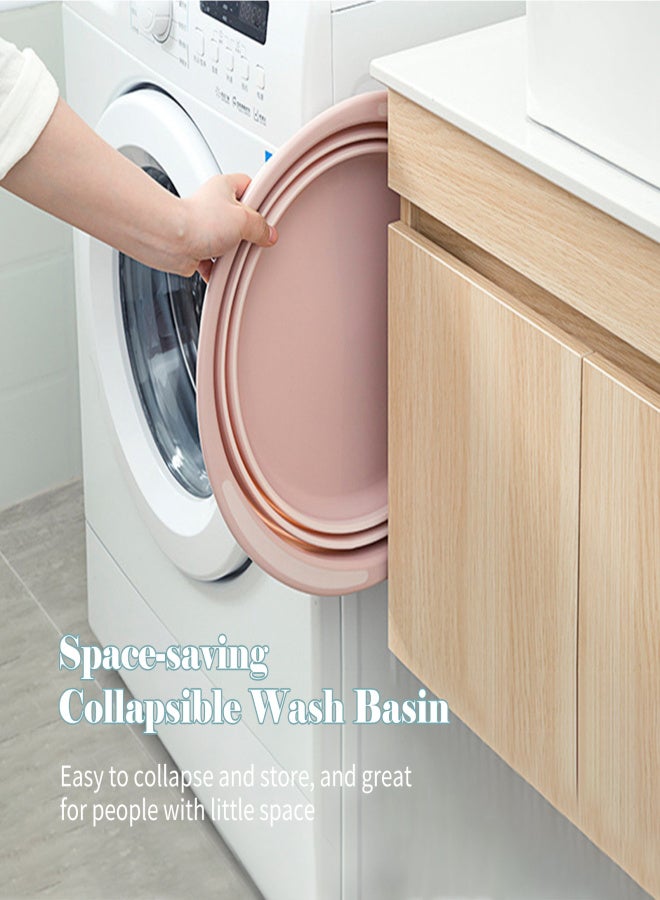 Collapsible Wash Basin Foldable Reusable Wash Basin Folding Round Dishpan Washing Basin Foldable Dish Pan Kitchen Storage Basket for Camping Home RV - Image 3