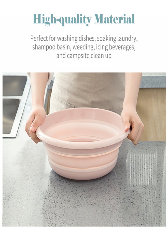 Collapsible Wash Basin Foldable Reusable Wash Basin Folding Round Dishpan Washing Basin Foldable Dish Pan Kitchen Storage Basket for Camping Home RV - Image 4