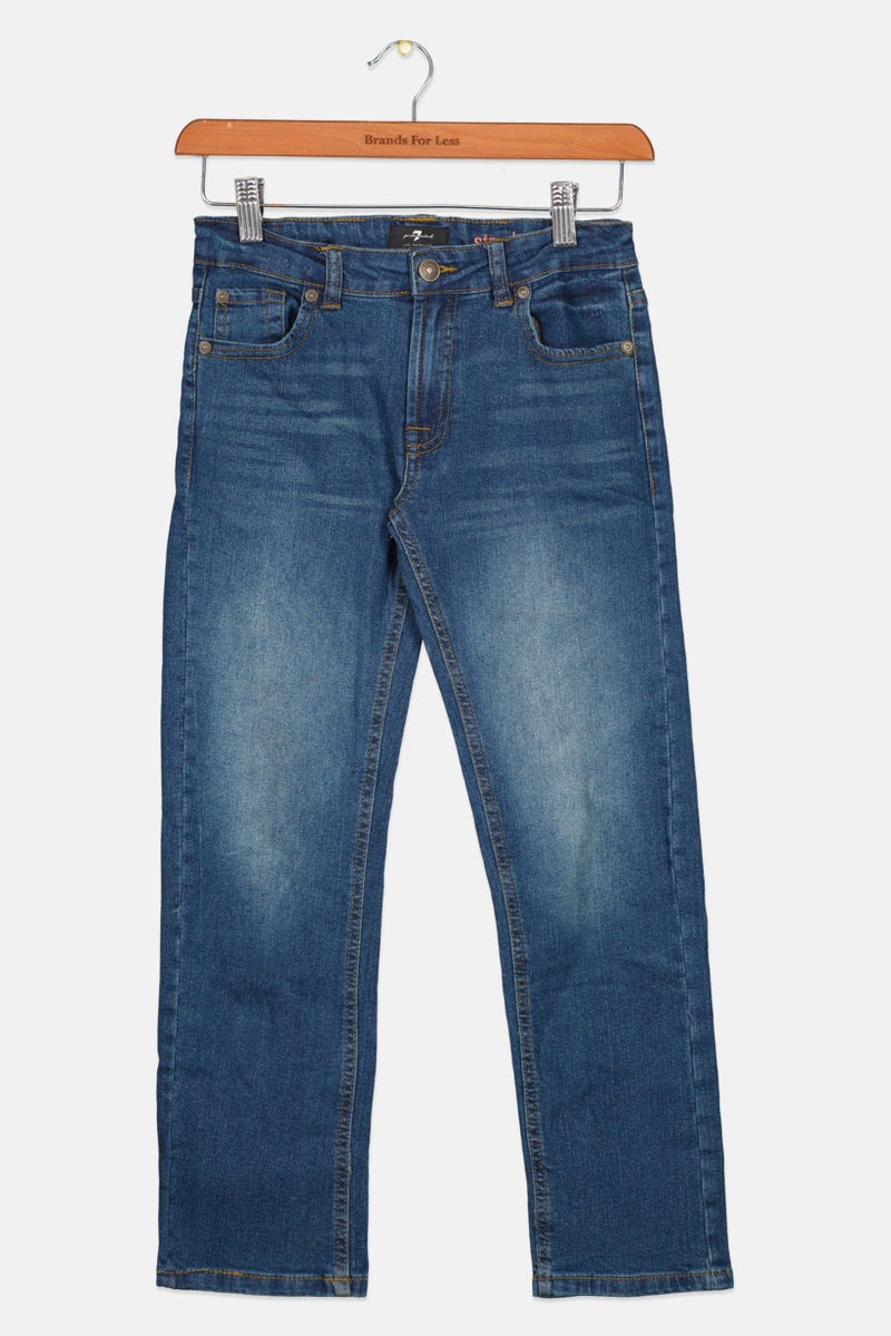 7 FOR ALL MANKIND Kids Girl Standard Straight Leg Washed Jeans, Blue  - Image 1