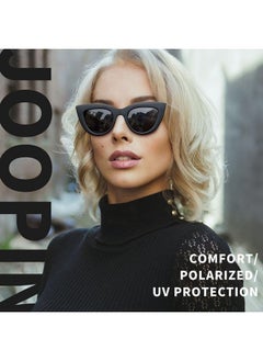 Joopin Polarized Black Cateye Sunglasses Oversized Retro Chunky Dark Cat Eye Sun Glasses Uv Protection  - Image 2