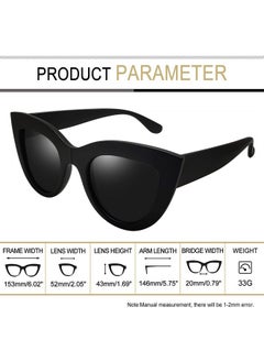 Joopin Polarized Black Cateye Sunglasses Oversized Retro Chunky Dark Cat Eye Sun Glasses Uv Protection  - Image 3