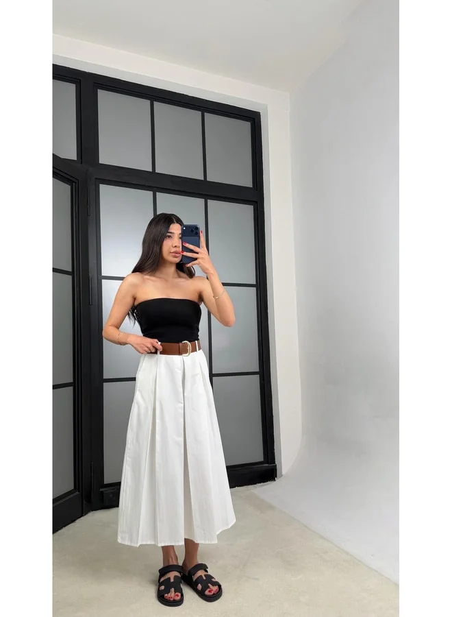 جاوس بنطال تنورة بحزام أبيض GAUS-01571.