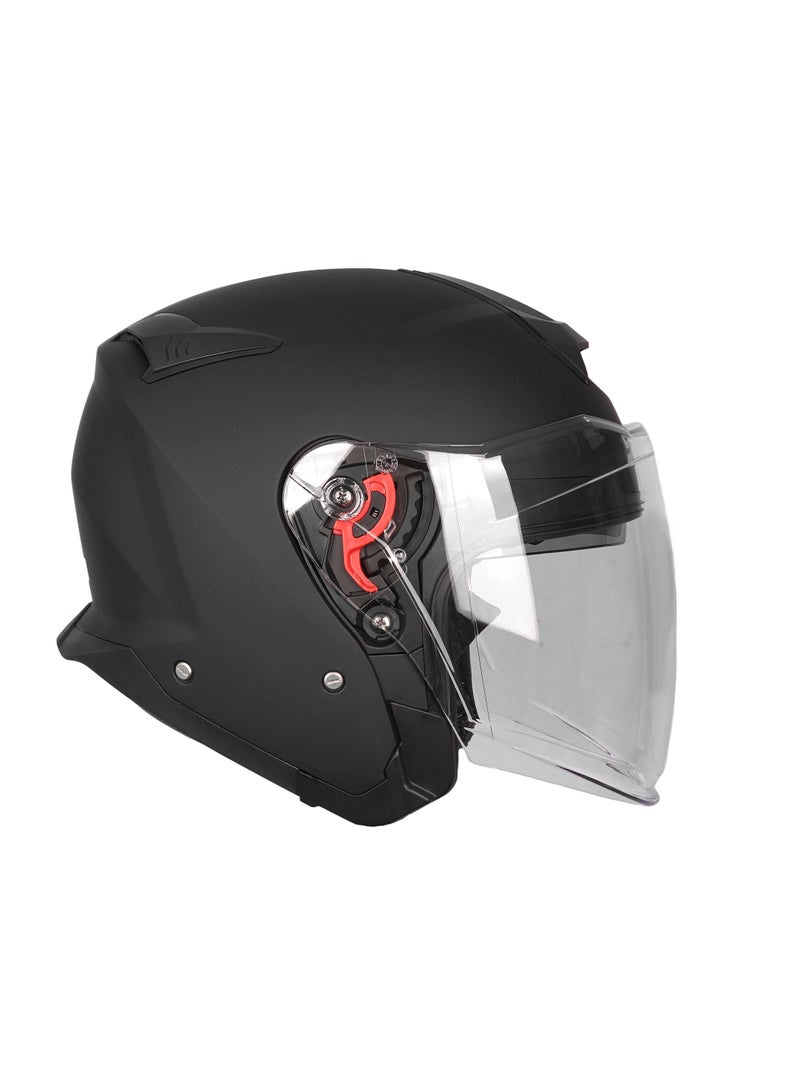 SMK Open Face Motorcycle Helmet Matte Black, Sun Visor - 70021 - Image 2