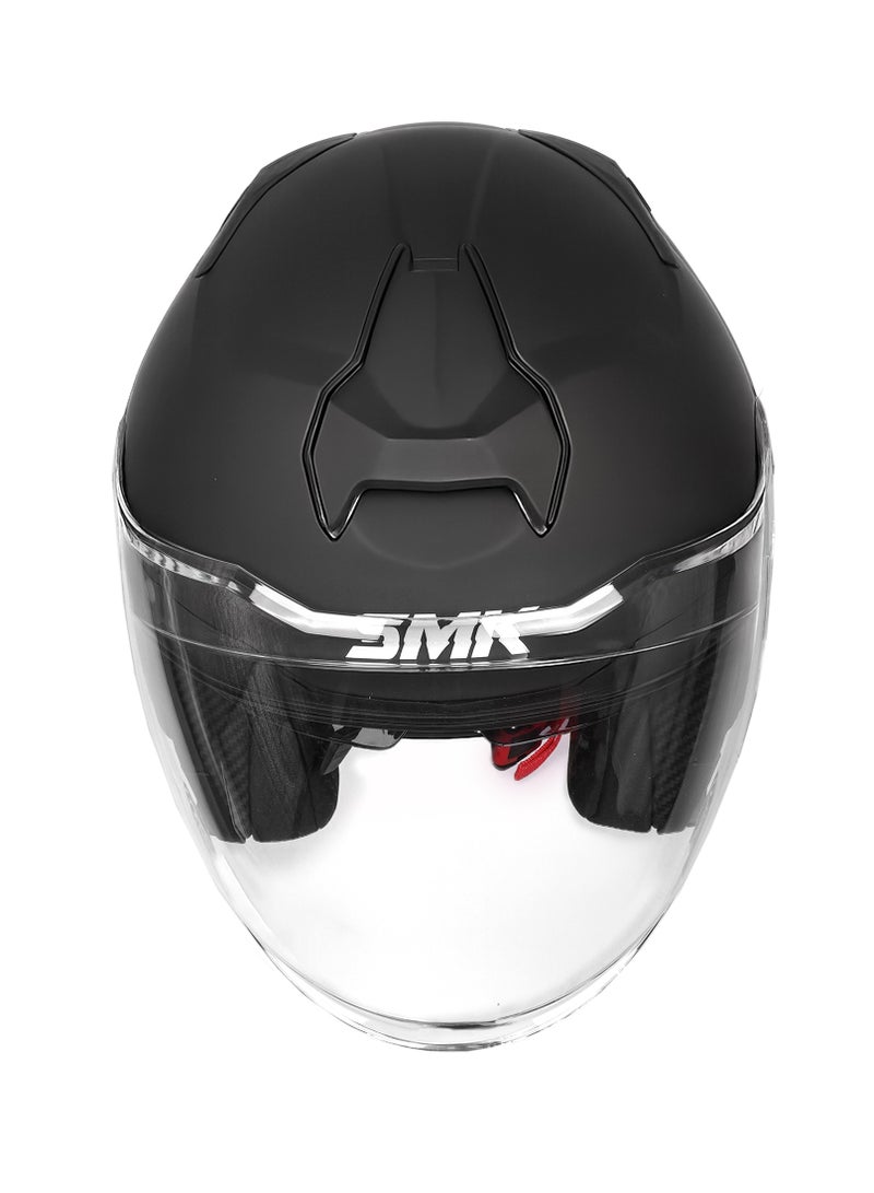 SMK Open Face Motorcycle Helmet Matte Black, Sun Visor - 70021 - Image 5