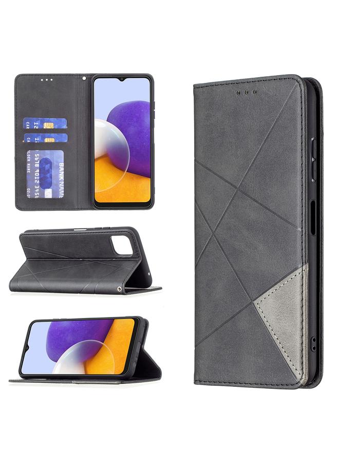 اس-توب جراب لهاتف Samsung Galaxy A22 5G جراب جلدي مغناطيسي أفقي بتصميم معين مع حامل وفتحات للبطاقات - Image 1