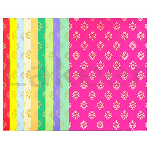 Lakeer A4 Printed Decorative Paper Pack of 10 Sheets 180-210GSM Thick for Origami, Scrapbooking, Hobby Crafts, Project Work (Emblem Printed, Assorted) - Image 2