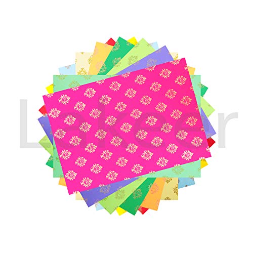Lakeer A4 Printed Decorative Paper Pack of 10 Sheets 180-210GSM Thick for Origami, Scrapbooking, Hobby Crafts, Project Work (Emblem Printed, Assorted) - Image 1