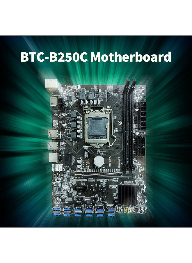 Generic - BTC-B250C Motherboard with 2 DDR4 Memory Slots 12 USB3.0 to PCI-E 16X Slots Support LGA1151 Series 6th/7th Generation CPU - Image 1