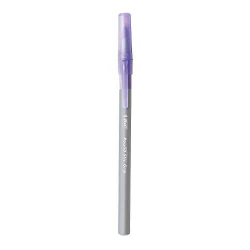 BIC GSMG11PE Round Stic Grip Xtra Comfort Ballpoint Pen, Purple Ink, 1.2mm, Medium, Dozen - Image 3