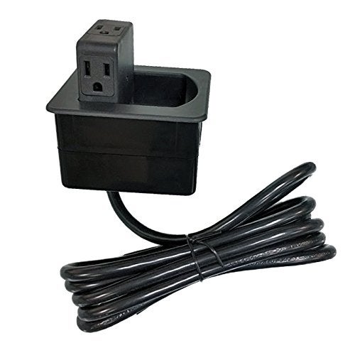 Electriduct 3 AC Power Outlets with 1 CAT6 Ethernet RJ45 Data Port + 1 USB Charging Ports - 2.4 Amp Fast Charger - Flip Top Swivel Power Center - Black - Image 3