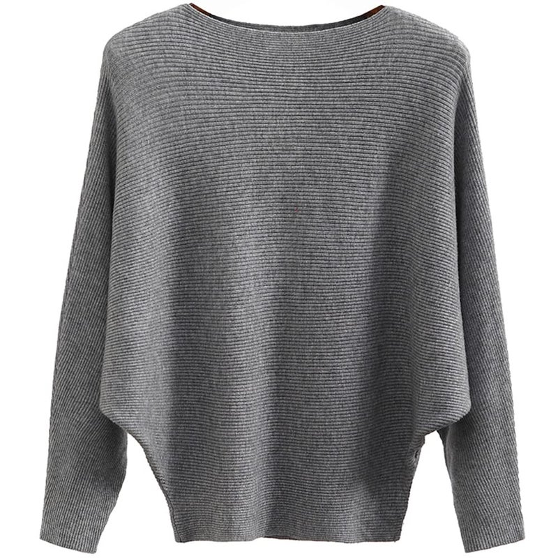 DENSSYNE Womens Oversized Lightweight Boat Neck Dolman Batwing Sweater Fall Winter Casual Slouchy Knitted Pullovers - Image 1