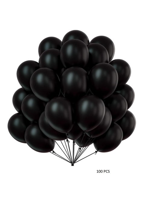 100 PCS Of Black Latex Balloons