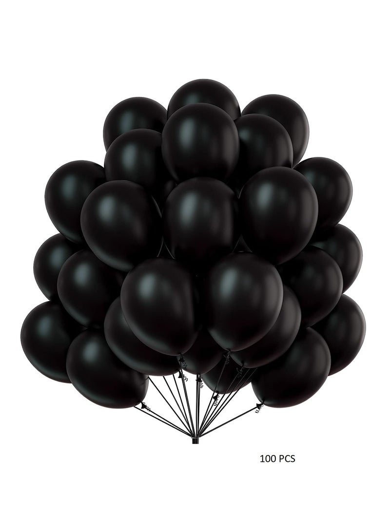 بوكسوودس 100 قطعة من بالونات اللاتكس السوداء - Image 1